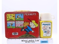 Peanuts/Charlie Brown RED Metal Lunch Box W/THERMOS 1966 Thermos Brand Vintage