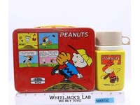 Peanuts/Charlie Brown RED Metal Lunch Box W/THERMOS 1966 Thermos Brand Vintage