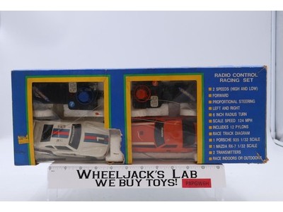 Radio Control Racing Set Porsche + Mazda Vanity Fair Vintage Toy Car 2-Pack