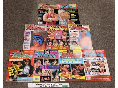 WWF Lot of 9 Inside Wrestling Magazines 1990 Hulk Hogan Sting Rude Piper Warrior