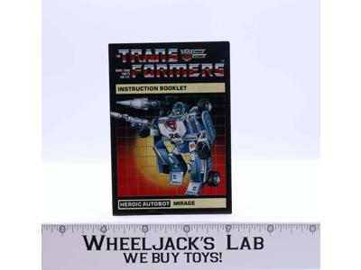Mirage Instruction Manual Booklet 1984 Hasbro G1 Transformers Vintage