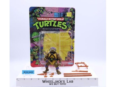 Donatello HARD HEAD 100% Complete w/ Card & Bubble 10 Back TMNT 1988 Playmates