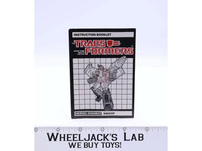 Swoop Action Figure Instruction Manual Booklet 1985 Hasbro G1 Transformers