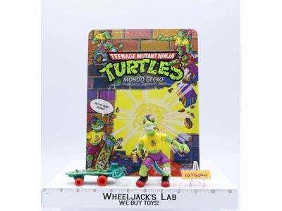 Mondo Gecko 100% Complete W/Card TMNT 1990 Playmates Vintage Action Figure