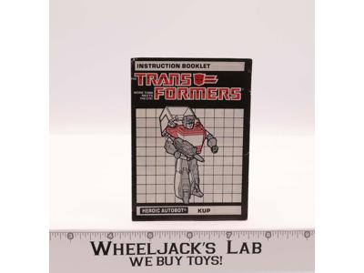 Kup Action Figure Instruction Manual Booklet 1986 Hasbro G1 Transformers