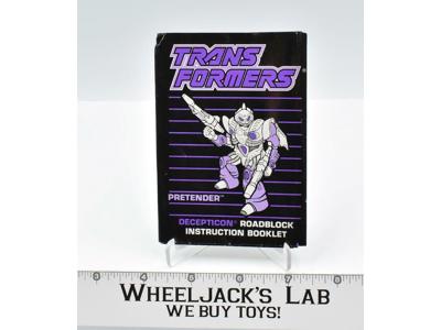 Roadblock Action Figure Vintage Instruction Manual Booklet 1988 G1 Transformers