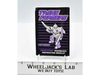 Roadblock Action Figure Vintage Instruction Manual Booklet 1988 G1 Transformers