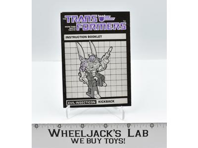 Kickback Action Figure Instruction Manual Booklet 1984 Hasbro G1 Transformers