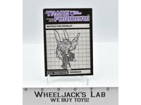 Kickback Action Figure Instruction Manual Booklet 1984 Hasbro G1 Transformers