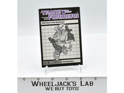 Bombshell Action Figure Instruction Manual Booklet 1984 Hasbro G1 Transformers