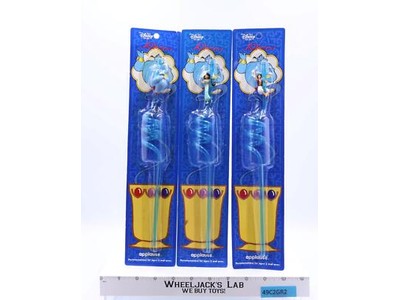 Lot of 3 Aladdin Sipper Curly Straws 1998 Disney Applause NEW SEALED