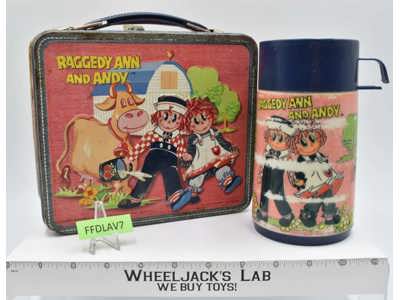 Raggedy Ann & Andy Metal Lunchbox W/Thermos 1973 Aladdin Industries