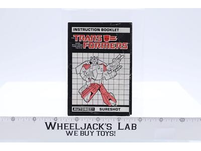 Sureshot Action Figure Instruction Manual Booklet 1987 Hasbro G1 Transformers