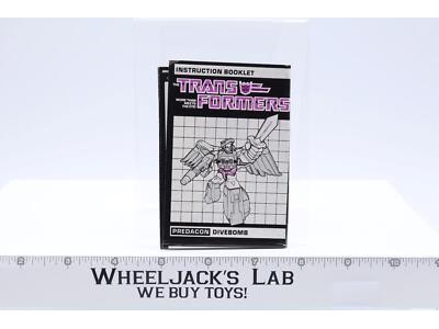 Divebomb Action Figure Instruction Manual Booklet 1986 Hasbro G1 Transformers