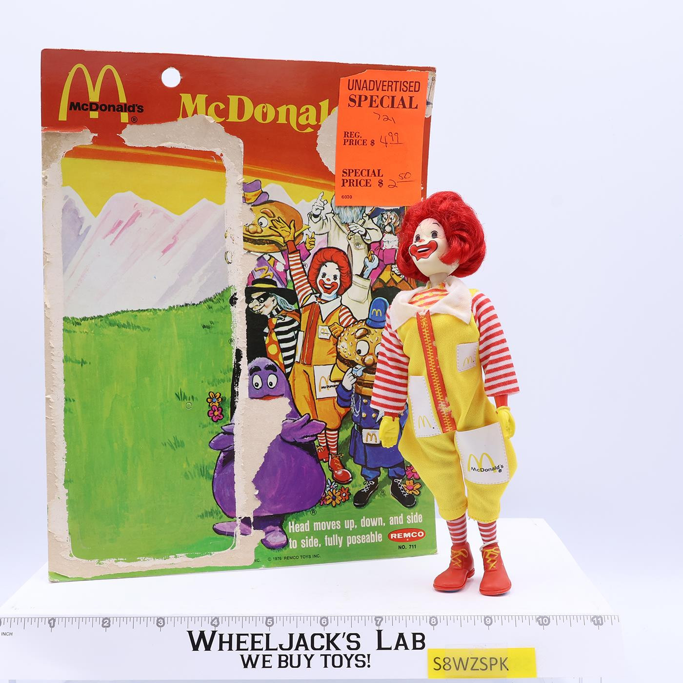 Ronald McDonald McDonaldland 1976 Remco McDonald's Action Figure