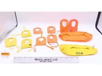 Lot of 9 Orange & Yellow Vests 2 Rafts GI Joe Accessories 12 " G.I. Joe Vintage