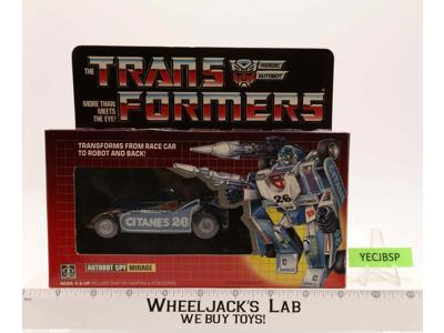 Mirage W/ NICE BOX & FIG 100% Complete Boxed 1985 Vintage Hasbro G1 Transformers
