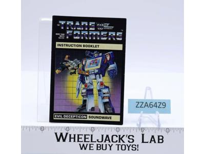 Soundwave Action Figure Instruction Manual Booklet 1984 Hasbro G1 Transformers
