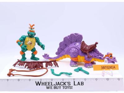 Cave Turtle Mike W/ Silly Stegosaurus Complete TMNT 1993 Vintage Playmates