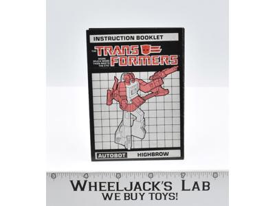 Highbrow Action Figure Vintage Instruction Manual Booklet 1987 G1 Transformers