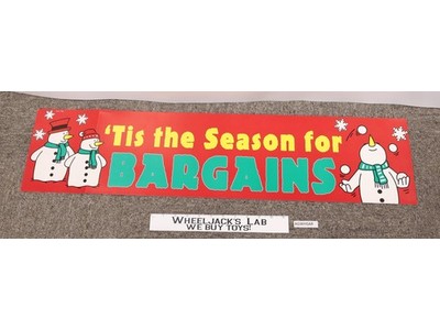 Tis the Season for Bargains Display Sign Christmas Store Display Vintage 34 x 8
