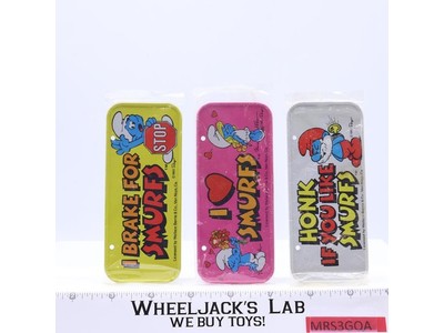 Set of 3 Mini License Plates The Smurfs 1983 Peyo Vintage NEW SEALED