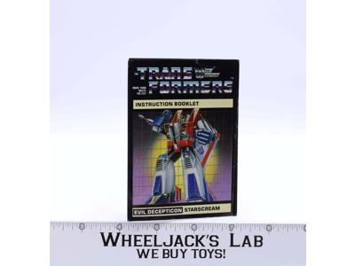 Starscream Action Figure Instruction Manual Booklet 1984 Hasbro G1 Transformers