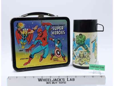 Super Heroes Lunch Box W/Thermos Marvel Comics Aladdin Industries 1976 Vintage