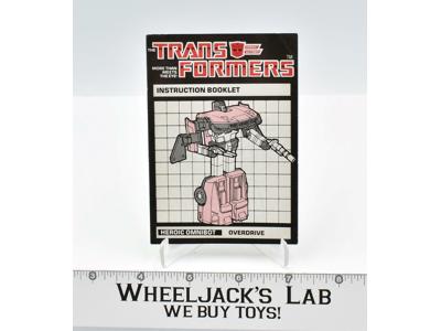 Overdrive Action Figure Instruction Manual Booklet 1984 G1 Transformers