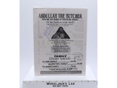 WWF SIGNED Abdullah the Butcher Menu House of Ribs Chinese Food Restaurant 2001