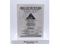 WWF SIGNED Abdullah the Butcher Menu House of Ribs Chinese Food Restaurant 2001