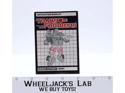 Hoist Action Figure Vintage Instruction Manual 1985 Hasbro G1 Transformers