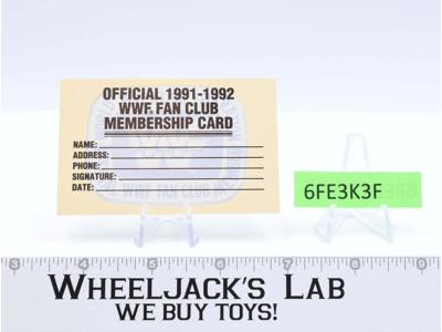 WWF Official 1991-1992 World Wrestling Federation Fan Club Membership Card