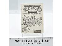 Teenage Mutant Ninja Turtles National Turtle Quiz Jokebook #13 1989 Playmates