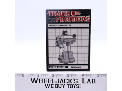 Camshaft Instruction Manual Booklet 1984 Hasbro G1 Transformers Action Figure