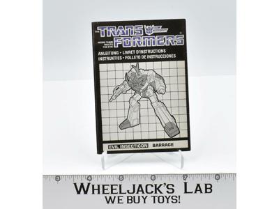 Barrage MILTON BRADLEY Instructions Manual Booklet 1984 G1 Transformers