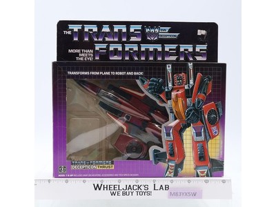Thrust 100% Complete W/Box & Insert 1985 Vintage G1 Transformers UNUSED STICKERS
