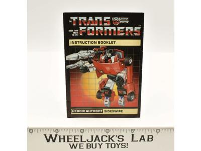 Sideswipe Action Figure Instructions Manual Booklet 1984 G1 Transformers