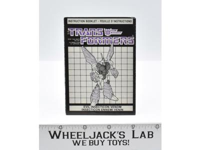 Venom CANADIAN Instruction Booklet 1985 G1 Transformers Hasbro Action Figure