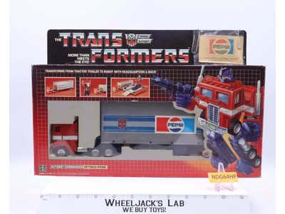 Optimus Prime PEPSI W/Box UNUSED STICKERS 100% Complete G1 Transformers Hasbro
