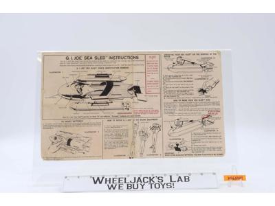 Sea Sled GI Joe 1966 Hasbro 12" Action Figure Instruction Sheet ONLY