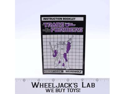 Weirdwolf Action Figure Instruction Booklet Manual 1987 G1 Transformers