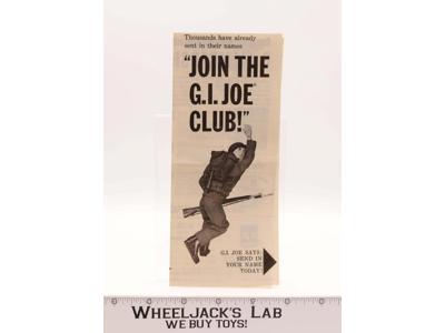 Join The GI Joe Club Membership Extras Insert GI Joe Original 1964 Vintage