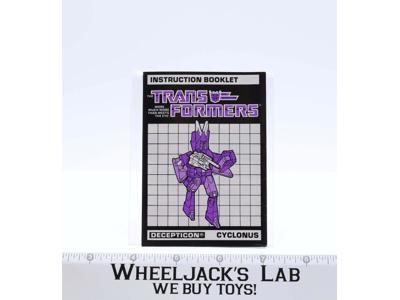 Cyclonus TARGETMASTERS Instruction Manual Booklet 1987 Hasbro G1 Transformers