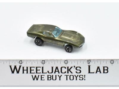 Custom Corvette Olive 1968 Redline Hot Wheels Mattel Vintage RL