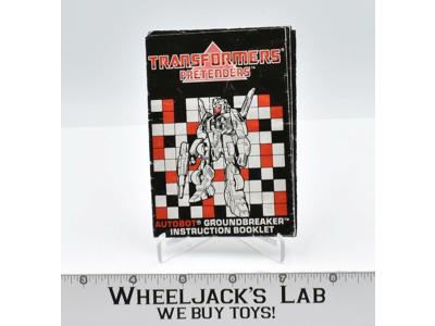 Groundbreaker Instruction Manual Booklet 1988 Hasbro G1 Transformers