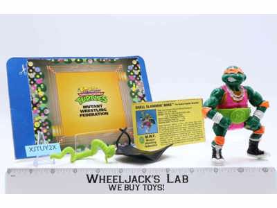 Shell Slammin' Mike W/Card 100% Complete TMNT 1991 Playmates Action Figure