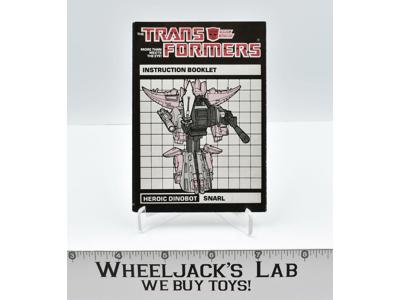 Snarl Action Figure Instruction Manual Booklet 1985 Hasbro G1 Transformers
