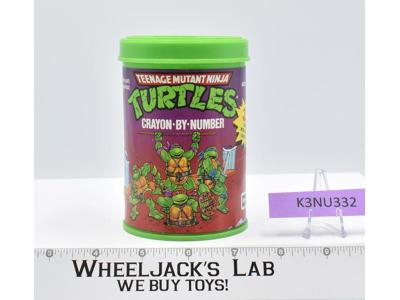 TMNT Crayon by Number Set 32 Crayons Container Sharpener Rose Art 1990 Mirage
