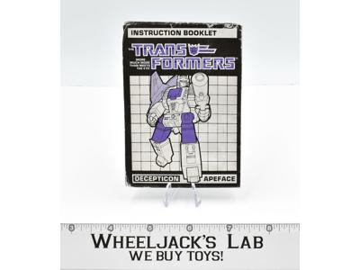 Apeface Action Figure Instruction Manual Booklet 1987 Hasbro G1 Transformers